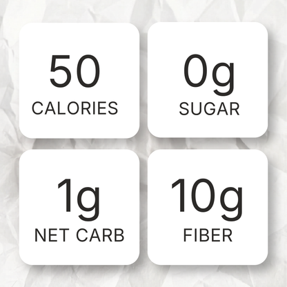 Nour cookie nutrition facts: 50 calories, 0g sugar, 1g net carb and 10g fiber per cookie